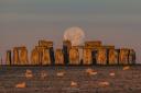 The recent Pink Moon setting over Wiltshire's famous landmark