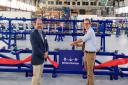 William Hynett with MP Bob Seely on the production line at Britten-Norman in September.