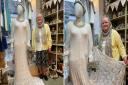 Knitted wedding dress is on display in Fordingbridge