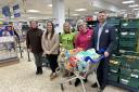 Left to right: Marie Rose from Salisbury Pantry, Gemma Phillips (Old Sarum and Longhedge Community Pantry), Kate George (Salisbury Foodbank), Karly Hart (Salisbury Radio) and Patrick Piercy (Tesco Store manager). 