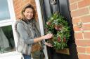 Kate with her Christmas wreath..Kate Robinson Flowers. DC6897P9..Picture by Tom Gregory. (48069730)
