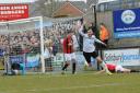 Steve Walker scores for Salisbury last season in the FA Vase against Hereford