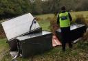 Several large items have been fly-tipped at Shepherds Gutter car park iun Bramshaw. Picture: Hampshire police.