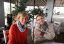 Jane Edel with Et Cetera winery owner Olga Luchianov, who is hosting and employing refugees in Moldova.