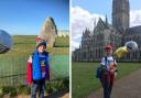 Austin Preece, nine, walked from Stonehenge to Salisbury Cathedral on Saturday.
