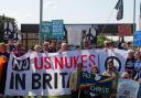 Members of Salisbury Campaign for Nuclear Disarmament at RAF Lakenheath.