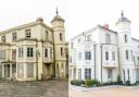 Finch House before and after its multi-million-pound restoration.