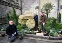 Award-winning garden designer Andy McIndoe (R), assistant Billy Moss (L) and Salisbury Cathedral Clerk of Works Gary Price (Centre).