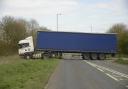 The 44-tonne articulated lorry blocked the A361 near the West Wiltshire Crematorium. Image:
