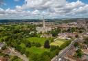 Aerial shot of Salisbury Cathedral and Close