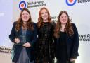 Siobhan and Isla Bennett at the RAF Benevolent Fund Awards, pictured with Chloe Barker from Babock who presented the Award