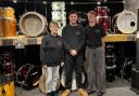 Vince (middle) with mum Lisa Bradley (left) and Dom Holyoake (right)