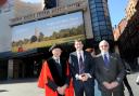 Salisbury City Council leader Jeremy Nettle, John Glen MP, and Peter Wragg, chairman of VisitWiltshire