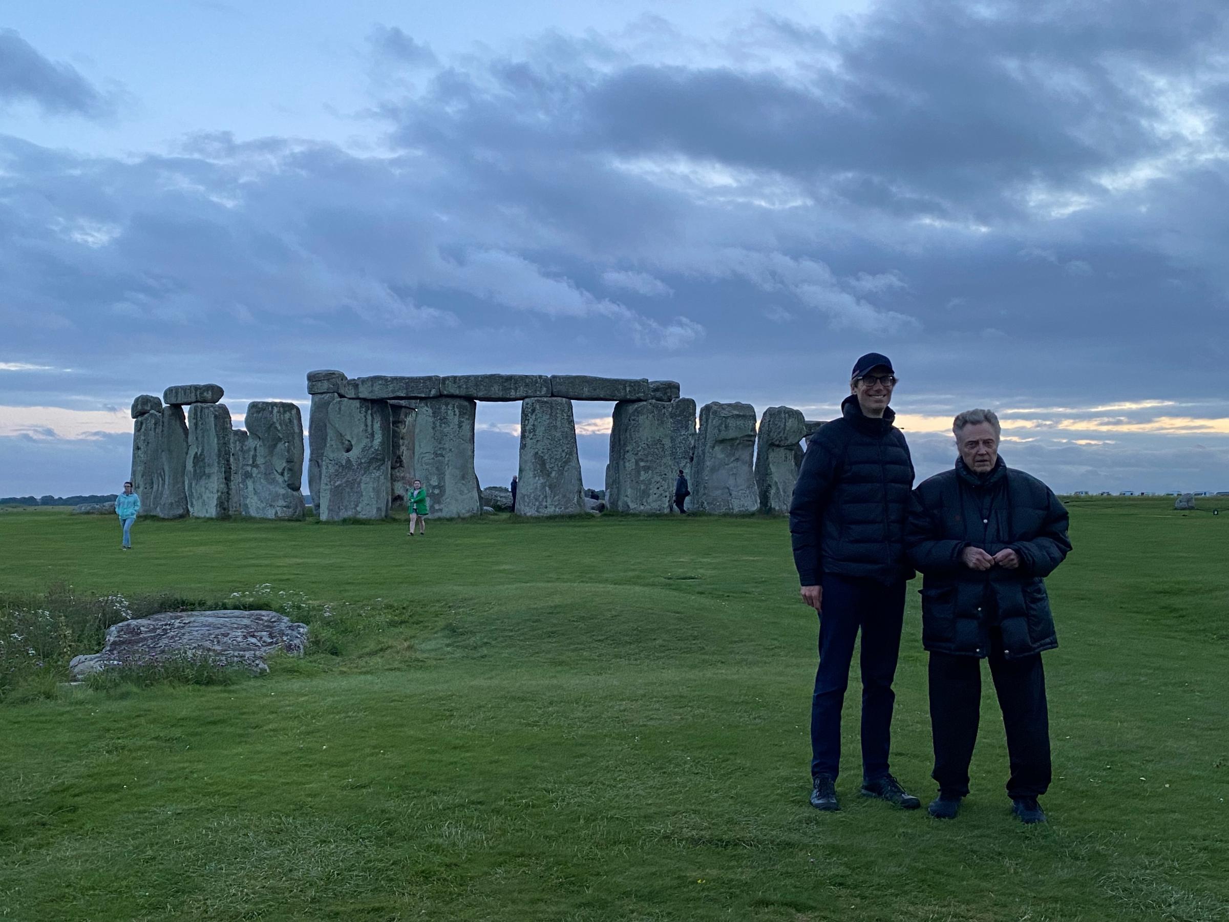 Stephen Merchant and Christopher Walken at Stonehenge Picture: English Heritage 