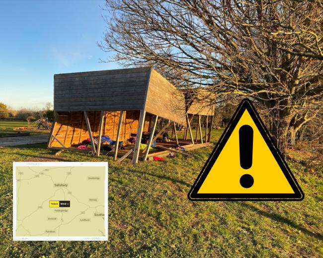 Salisbury is expected to be hit by heavy winds tomorrow, warns the Met Office. Picture: Last week, high winds in Storm Arwen destroyed the outdoor classroom of Pembroke Park Primary School.