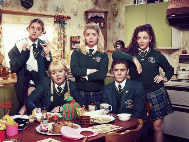 Salisbury Journal: (left to right) Orla (Louise Harland), Clare (Nicola Coughlan), Erin (Saoirse-Monica Jackson), James (Dylan Llewellyn) and Michelle (Jamie-Lee O'Donnell) from Derry Girls. Credit: Hat Trick/ Channel 4 / PA