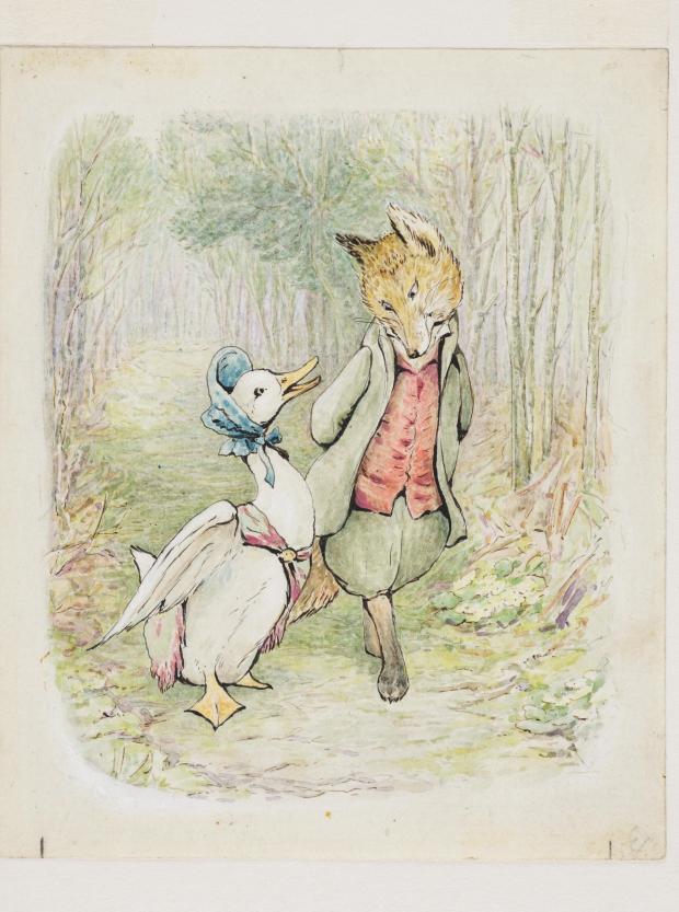 Salisbury Journal: A Beatrix Potter watercolour and ink on paper illustration, The Tale of Jemima Puddle-Duck artwork, dated 1908, which will be on show at the Beatrix Potter: Drawn to Nature at the Victoria and Albert Museum, London, February 12, 2022 – January 8, 2023. Undated handout via PA.