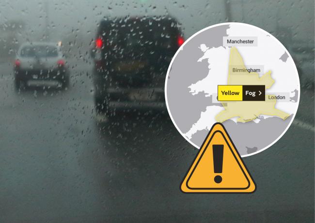 Travel delays expected as yellow weather warning issued for fog. Insert from the Met Office