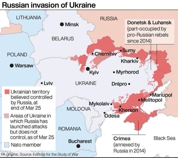 Salisbury Journal: Russian invasion of Ukraine. Photo via PA Graphics. 