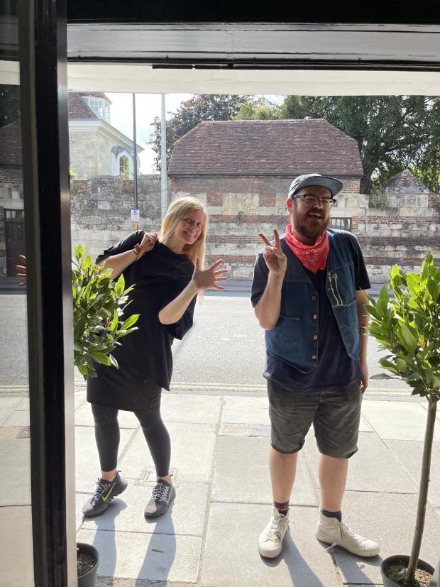 Salisbury Journal: Amy Davies and Banjo Beale pose in the doorway of Annie’s Just Jane, Salisbury.