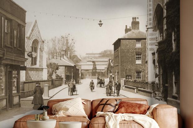 Church Street, Basingstoke, has been captured in the new Feathr vintage wallpaper collection