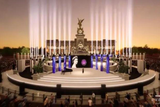 Salisbury Journal: Artist impression of the stages outside Buckingham Palace (BBC/PA)