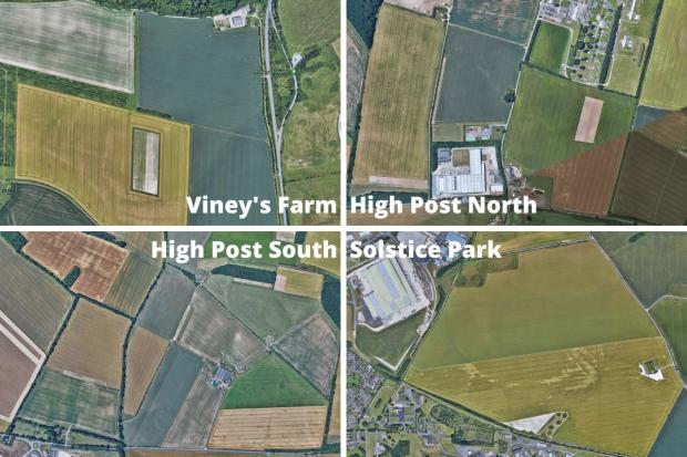 Salisbury Journal: Four different zones near Amesbury would see developments. Picture: Google Earth