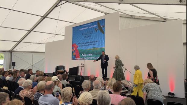 Salisbury Journal: The Duchess of Cornwall was welcomed onto the stage, accompanied by novelist Philippa Gregory and author Alison Weir