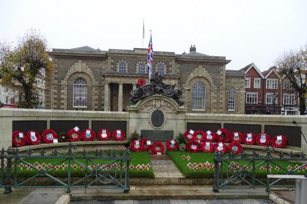 The war memorial in Guildhall Square, Salisbury