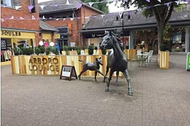 Salisbury Journal: The Furlong's popular mare and foal sculpture next to the Arboro Lounge seating