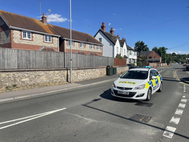 Salisbury Journal: A police car driving down Salisbury Road with its siren and lights on