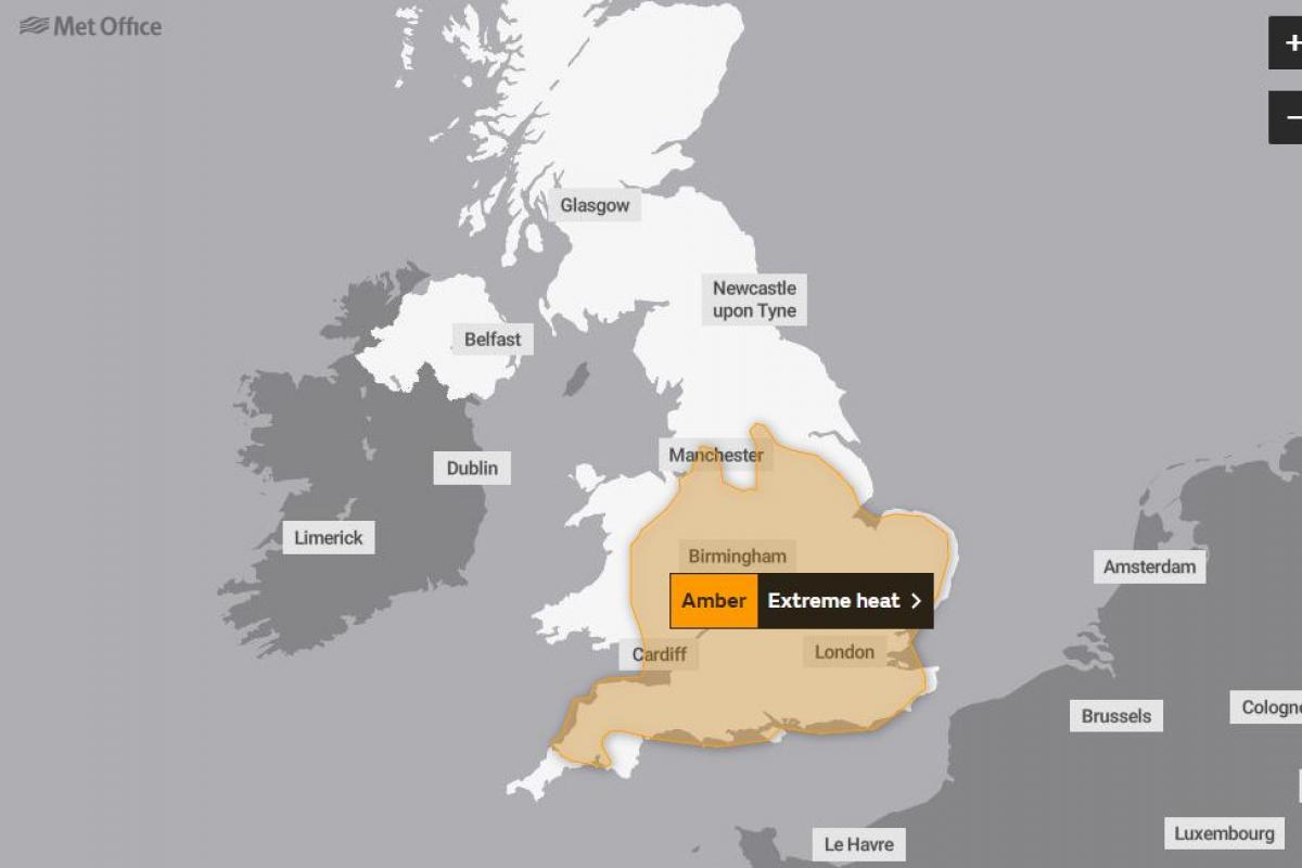 Amber weather warning issued by Met Office from August 11, 2022 - Screengrab from Met Office
