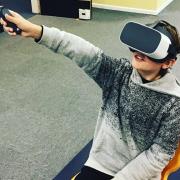 A student at Shaftesbury School testing the new VR software