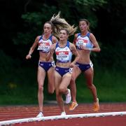 Great Britain's Eilish McColgan, Verity Ockenden, and Jessica Judd in the Women's International Race A, part of the 2021 Muller British Athletics 10,000m Championships and the European 10,000m Cup at University of Birmingham..