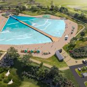 CGI of the plan for a surf lagoon at Brocks Pine next to Avon Heath Country Park off the A31 in Dorset