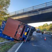 The A31 is currently closed after a Heavy Goods Vehicle struck a bridge. Picture: Hampshire Roads Policing Unit