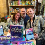 'The Wonder of Swimming' book launch at The Rocketship Bookshop on April 29. Debra Franks with husband Adrian and son Alex
