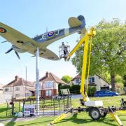 The Secret Spitfire memorial being cleaned - Picture by Spencer Mulholland