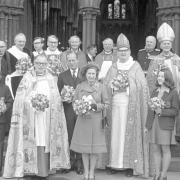 The Queen at Salisbury Cathedral for the Maundy service, April 11, 1974. David is pictured second from the left