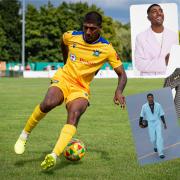 Dinesh Gillela combines semi-pro football with modelling (Main pic: Ian Middlebrook/ insets: ASOS & Marine Serre)
