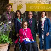 Charlotte Harris and Hugo Bugg of Harris Bugg Studio with Horatio’s Garden Founder & Chair of Trustees, Dr Olivia Chapple, Executive Trustee Victoria Holton and Trustee Catherine Burns pictured at RHS Chelsea Flower Show 2022. Photo: Lucy Shergold