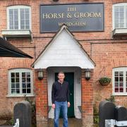 Landlord Jason Schinkel outside his pub, The Horse & Groom in Woodgreen. (Photo by Cami Halford)