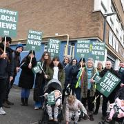 BBC Wiltshire staff on strike in Swindon.