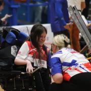 Sally Kidson and her mother Sarah at the Zagreb 2023 World Boccia Challenger in Croatia. (Photo by Boccia UK)