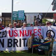 Members of Salisbury Campaign for Nuclear Disarmament at RAF Lakenheath.