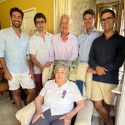 Honor Baines (in front) with her two sons and three grandsons.From left to right at back, grandson Oliver Baines, grandson Alex Baines, son Jonathan Baines, son Michael Baines and grandson Max Baines.