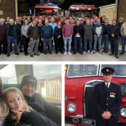 Colleagues of Mark Hillier gathered to pay their respects to the late firefighter who died in a car crash while responding to a fire