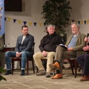 The talk at the Medieval Hall.Lord Oxford, Max Maslennikov, Tim Anstee (Ukraine Freedom Company) Nick Bacon (Chair) Gen Sir Richard Shirreff.