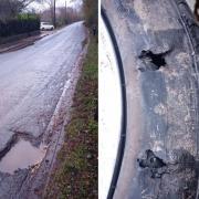 Gary Burnett damaged the tyre of his new Peugeot after driving through a pothole.