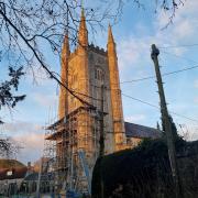 The 15th-century tower of St Michael the Archangel Church will be undergoing restoration work until June.